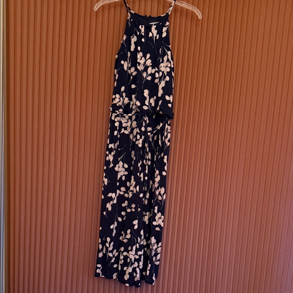 Wisp Navy Floral Sleeveless Jumpsuit Size 4